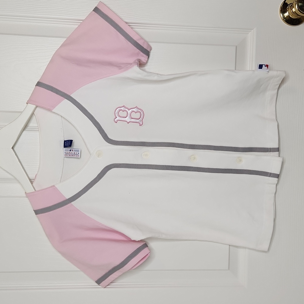 Kids NBL Boston Red Sox Genuine Mechandise jersey pink and white